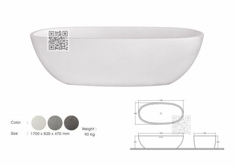 BTZ07 Terrazzo Bathtub – Modern Freestanding Stone Bath - Image 7