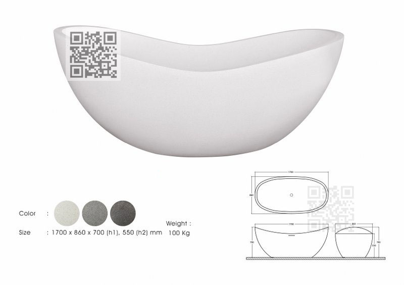 BTZ06 Terrazzo Bathtub – Unique Boat-Shaped Freestanding Stone Bath - Image 7
