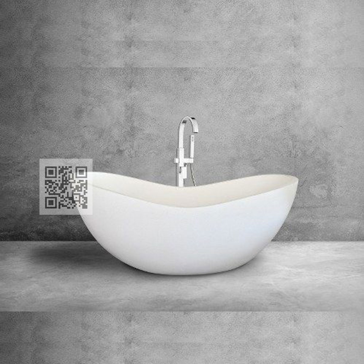 BTZ06 Terrazzo Bathtub – Unique Boat-Shaped Freestanding Stone Bath