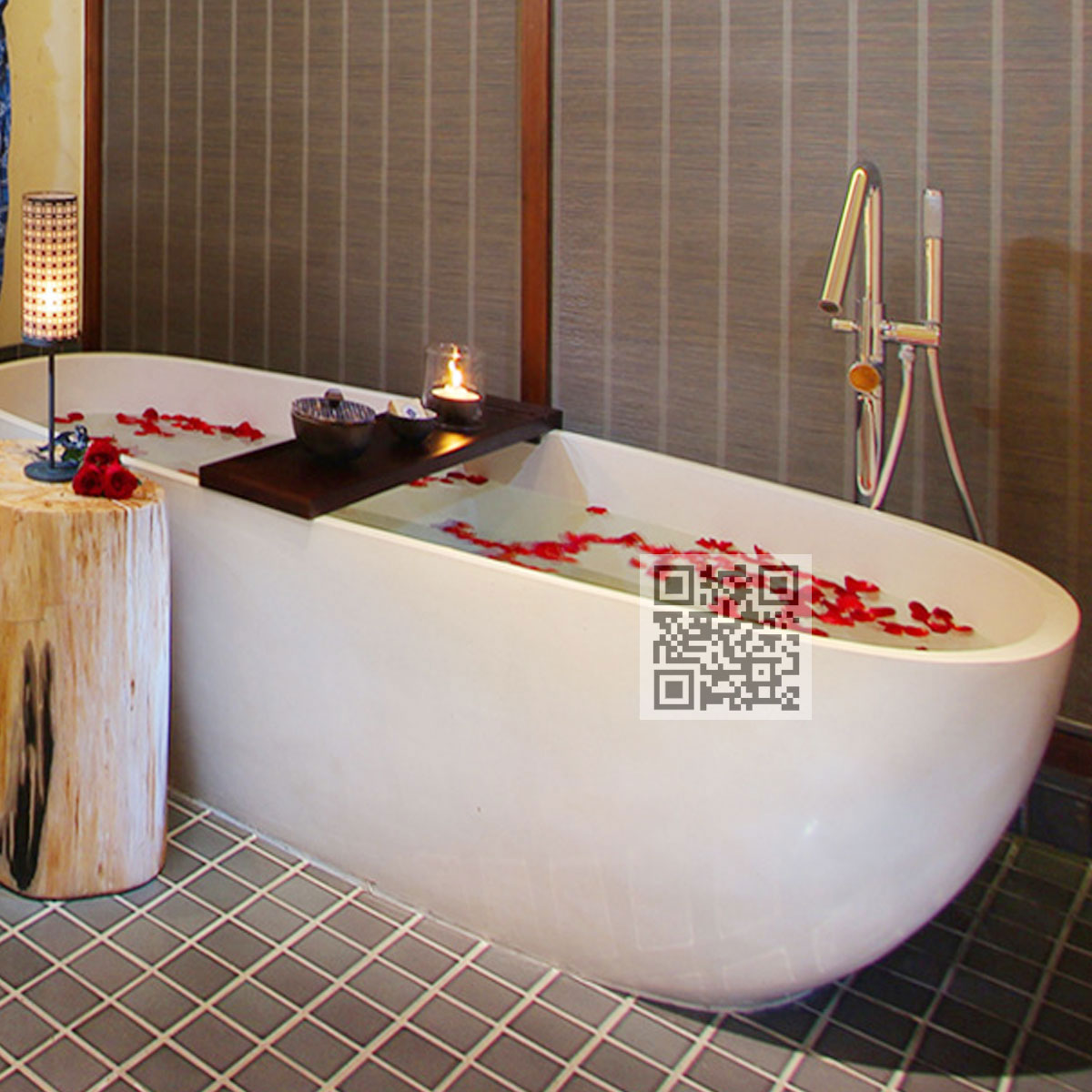 BTZ08 Terrazzo Bathtub – Natural Marble Stone Freestanding Bath - Image 3