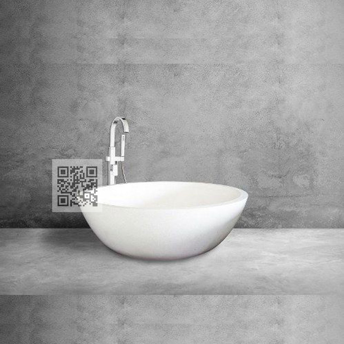 BTZ14 Terrazzo Bathtub – Elegant Round Freestanding Stone Tub