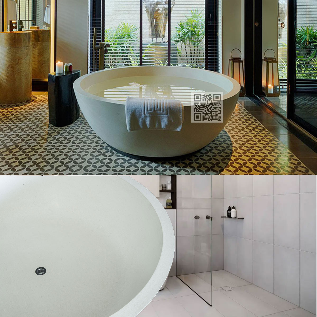 BTZ14 Terrazzo Bathtub – Elegant Round Freestanding Stone Tub - Image 3