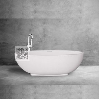 BTZ15 Terrazzo Bathtub – Minimalist Oval Freestanding Stone Bath